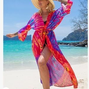 New Stunning Tie & Dye Kimono Duster